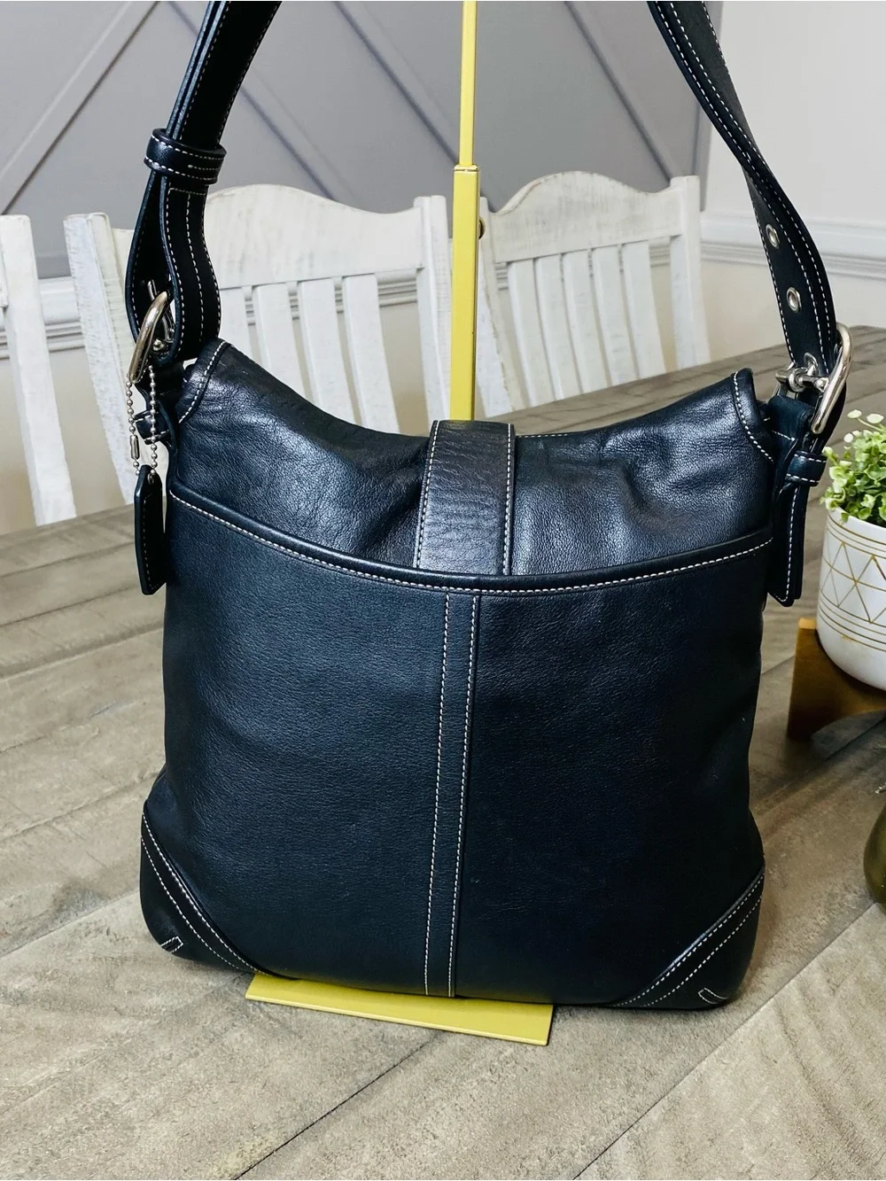 Vintage Coach Y2K Soho Black Leather Buckle Flap Shoulder Hobo Bag